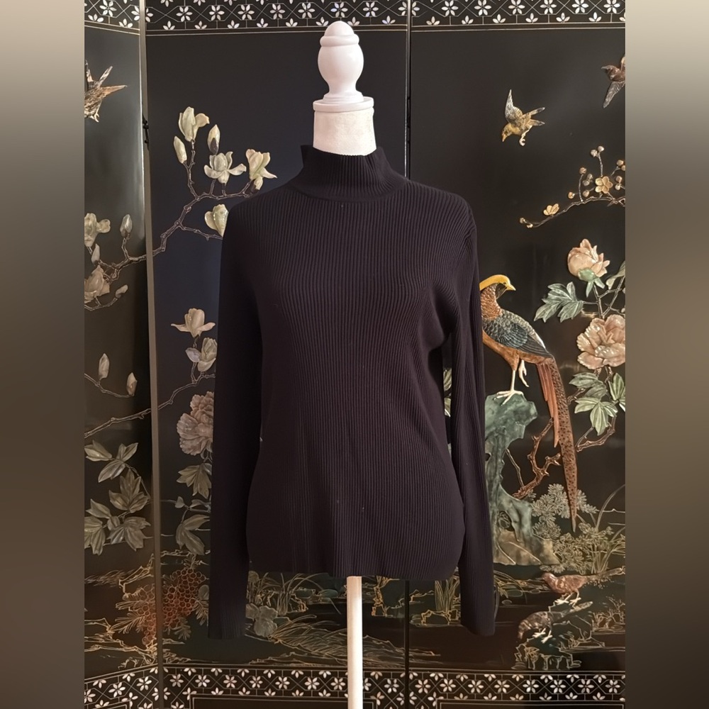 Black Ribbed Turtleneck Sweater